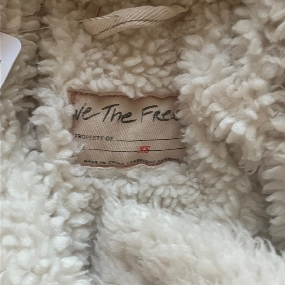 Free People We The Free Holly Cozy Sherpa Jean Jacket Womens XS Chore Coat - Picture 4 of 6